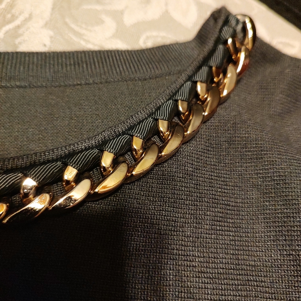 🔸🌿🔸NWOT Stellar Adrienne Vittadini Dark Olive & Gold Batwing Top Blouse - L - Picture 11 of 16